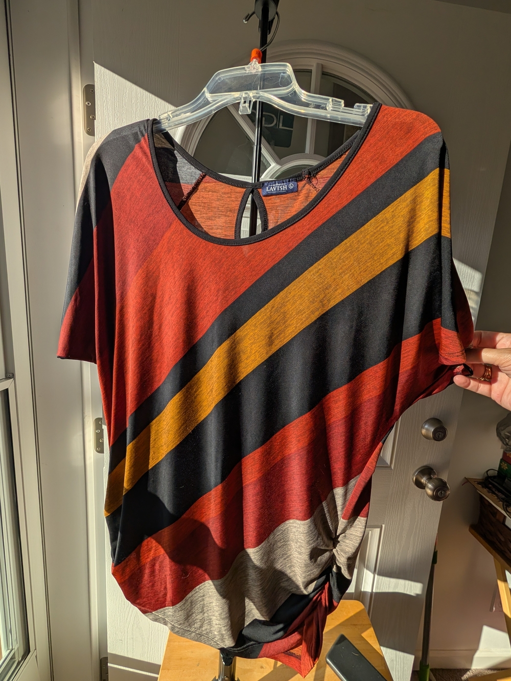 Lavish Multi-Stripe Short Sleeve Top